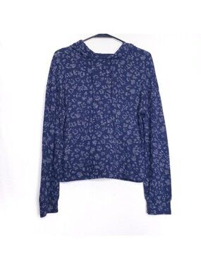 Gap Blue & Gray Softspun Leopard Animal Print Hoodie Top Women's Size Small